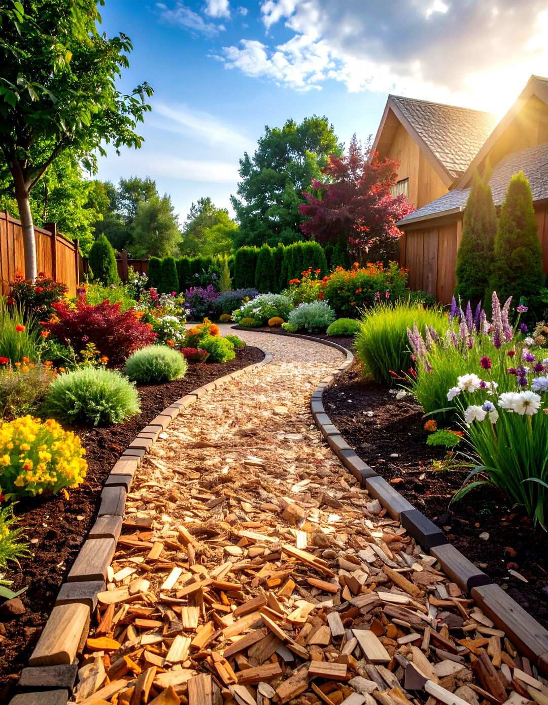 Mixed Texture Mulch Designs - 24 Mulch Pathway Ideas