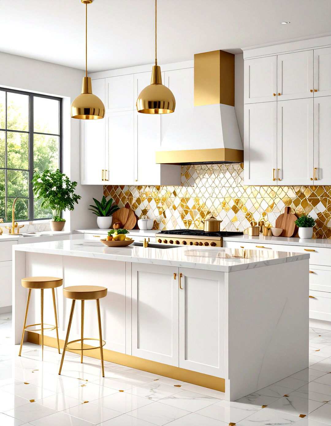 Mixed White and Gold Mosaic Tile Blend - 24 White and Gold Kitchen Backsplash Ideas