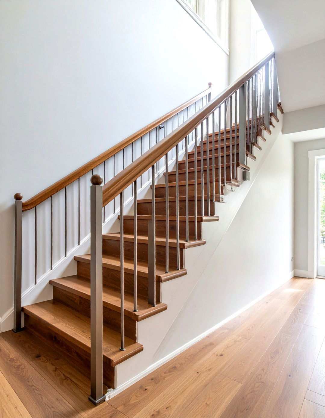 Mixed Wood and Steel Combinations - 24 Stair Railing Ideas