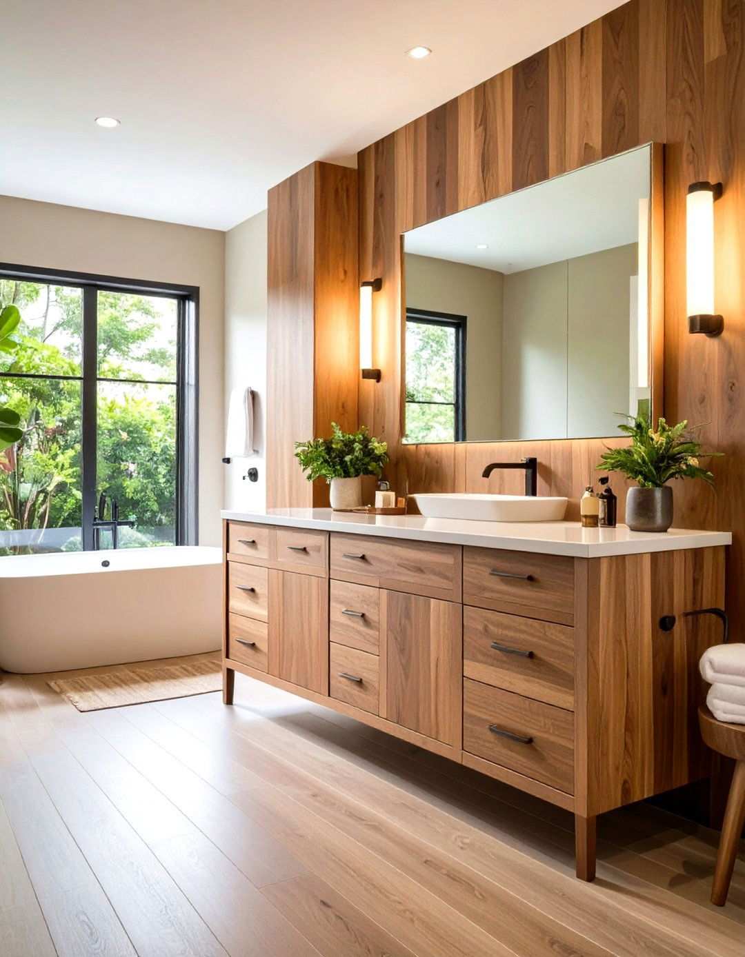 Mixed Wood Species Vanity Design - 24 Wood Bathroom Vanity Ideas