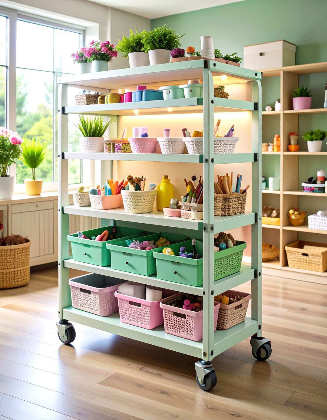 Mobile Craft Cart Station - 24 Small Craft Room Ideas