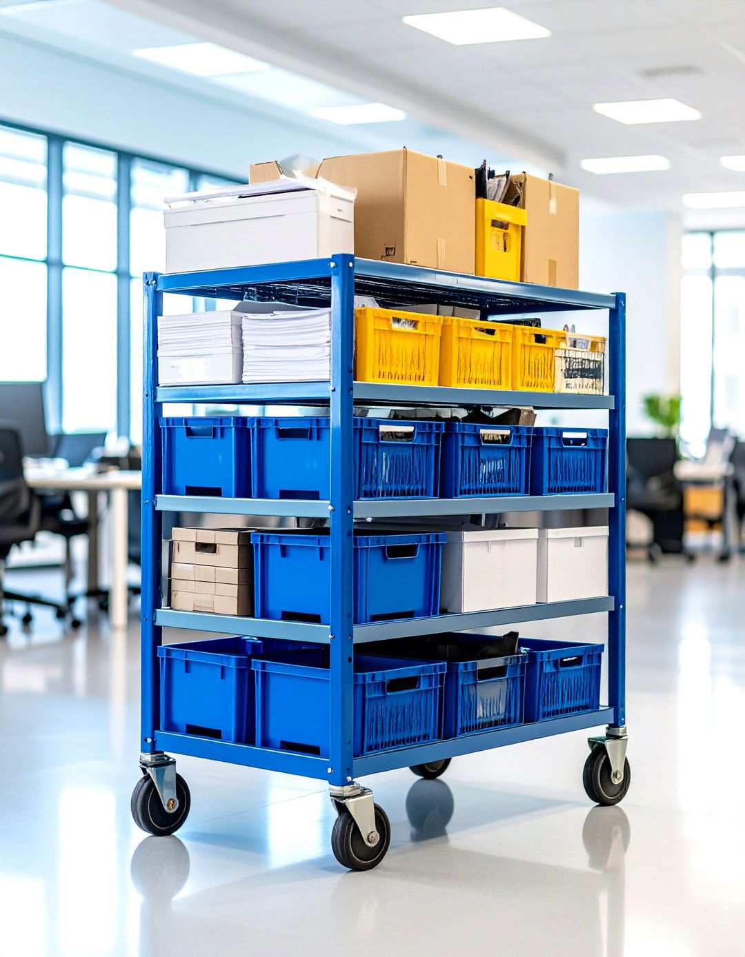 Mobile Office Supply Cart - 24 Milk Crate Storage Ideas