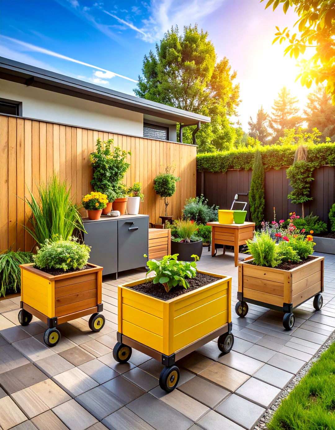 Mobile Rolling Garden System - 24 Patio Small Garden Ideas