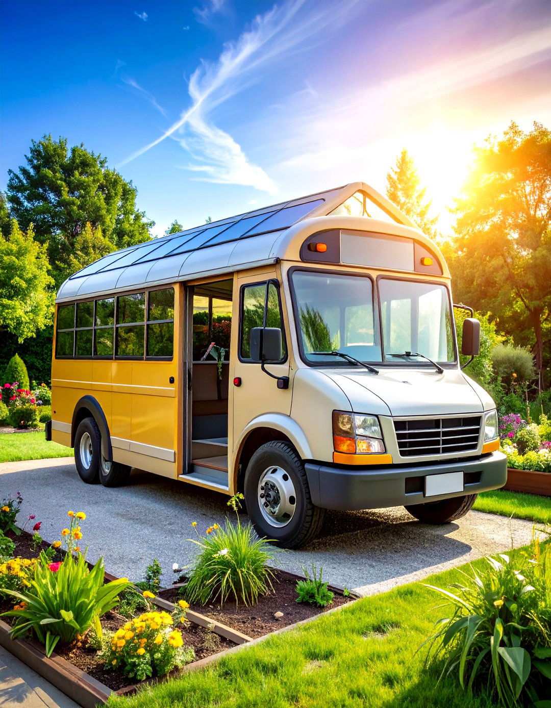 Mobile School Bus Greenhouse with Intact Drivetrain - 24 School Bus Greenhouse Ideas