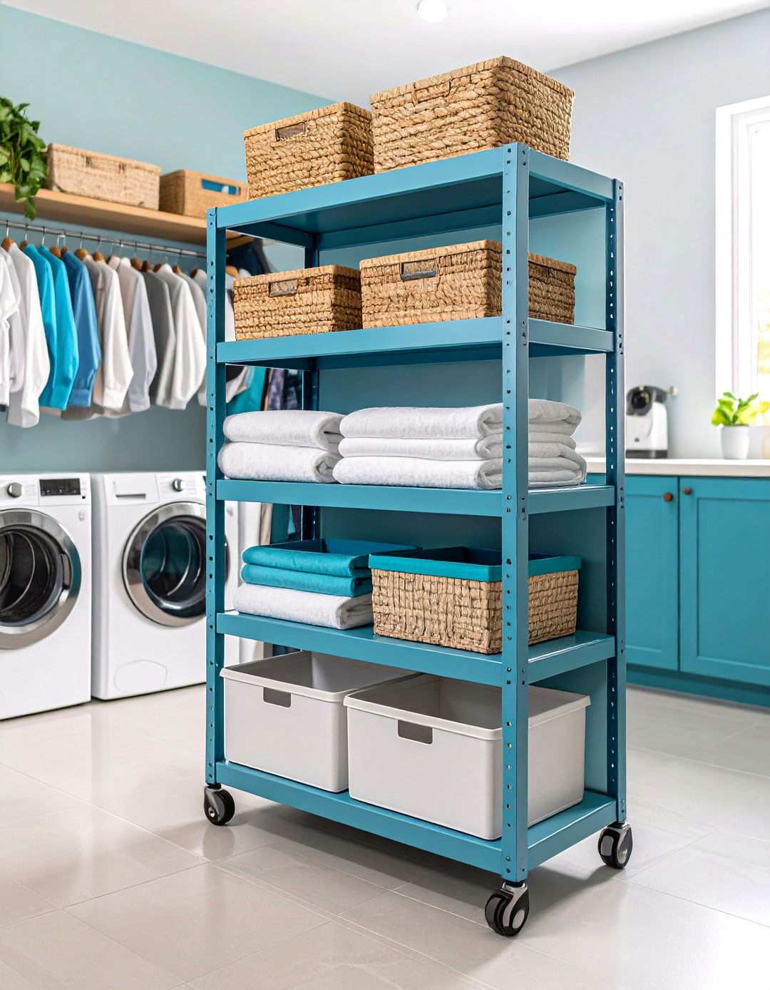 Mobile Storage Tower with Wheels - 24 Laundry Detergent Storage Ideas