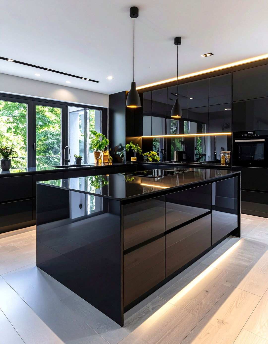 Modern Black Glass Backsplash - 24 Kitchen With Black Backsplash