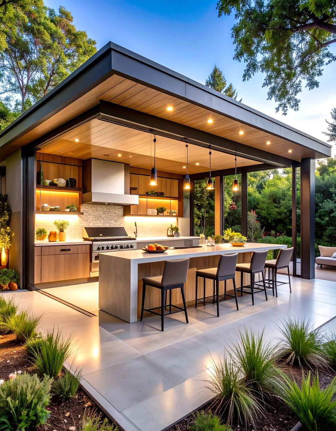 Modern Cabana with Retractable Walls - 24 Luxury Outdoor Kitchen Ideas