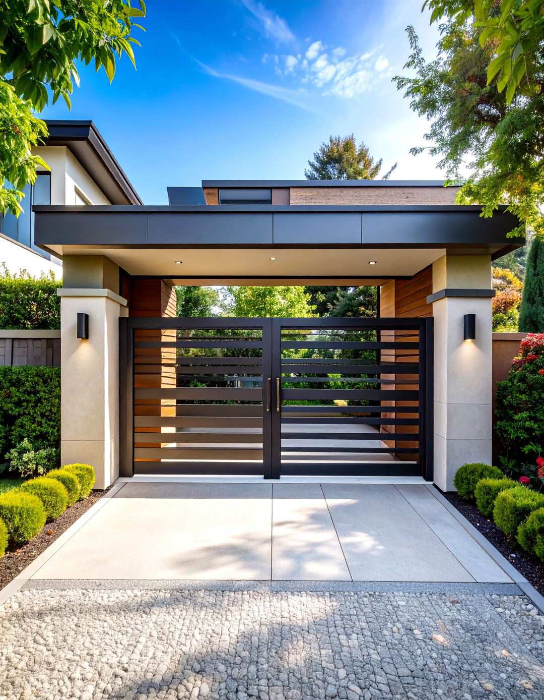 Modern Cantilever Sliding Steel Gates - 24 Metal Garden Gate Ideas