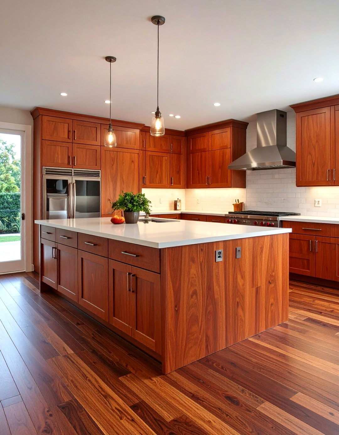 Modern Cherry with Dark Hardwood Floors - 24 Natural Cherry Kitchen Cabinets