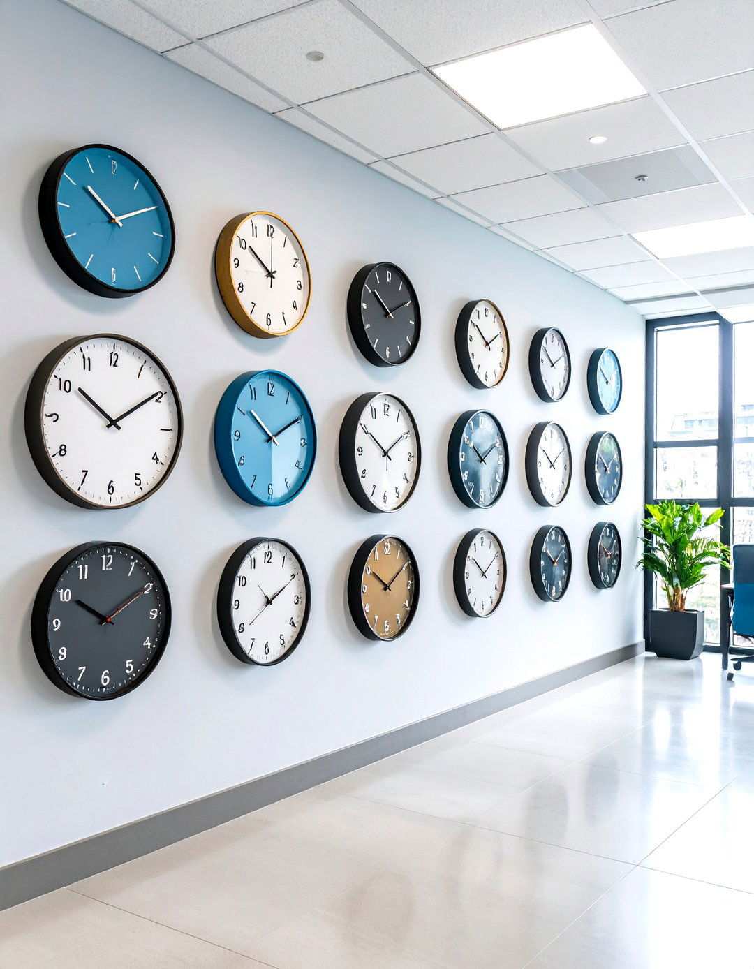 Modern Clock Wall Arrangements - 24 Office Wall Decor Ideas