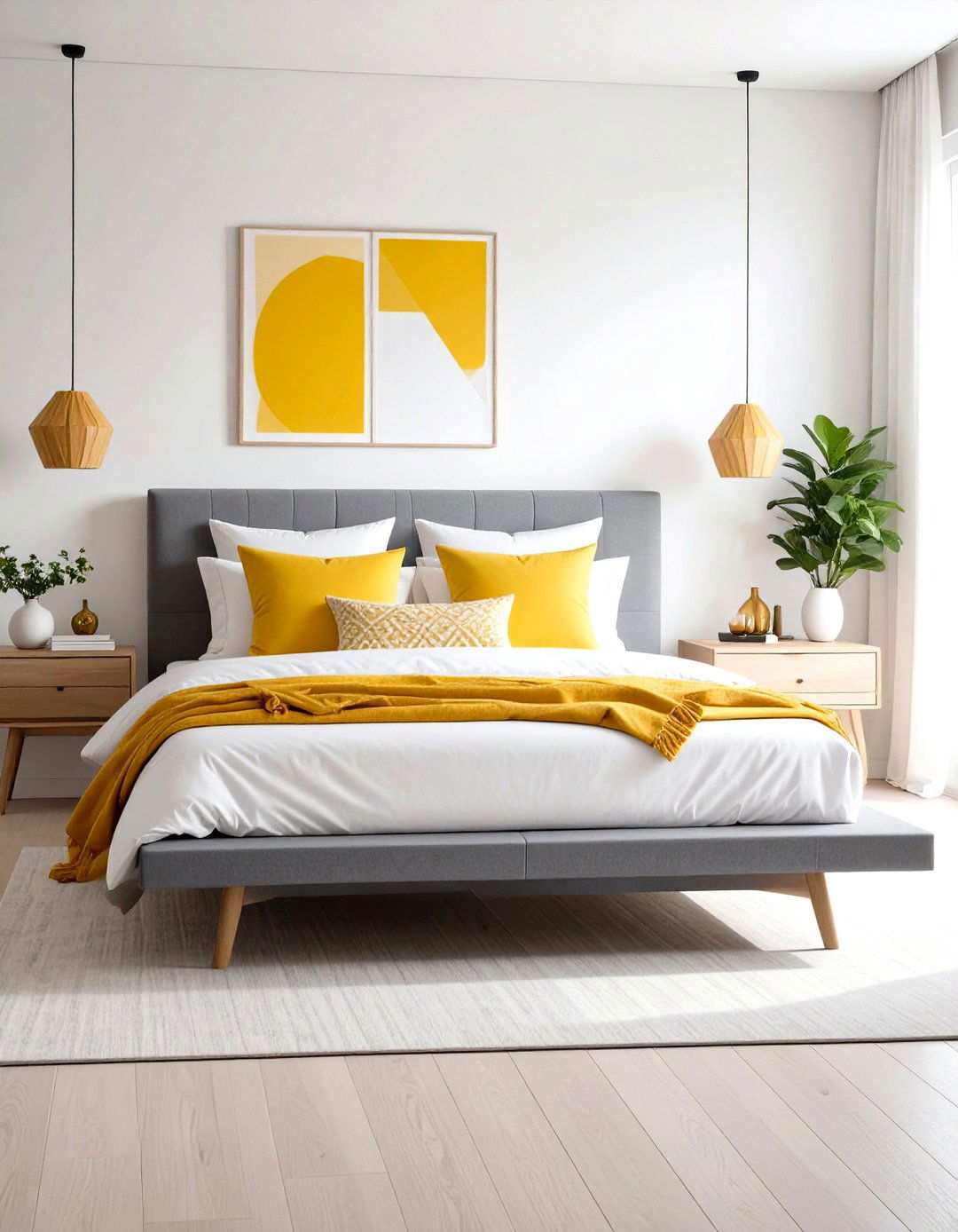 Modern Contemporary Yellow and Grey Bedroom - 24 Yellow and Grey Bedroom Ideas