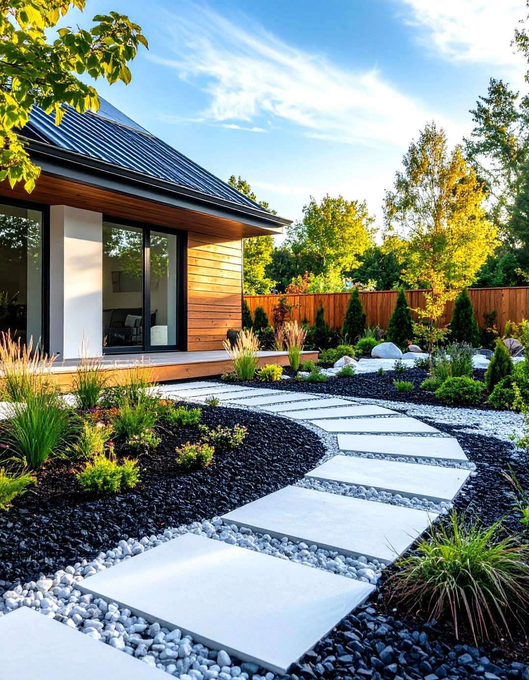 Modern Contrast Designs - 24 White Rock Landscaping Ideas