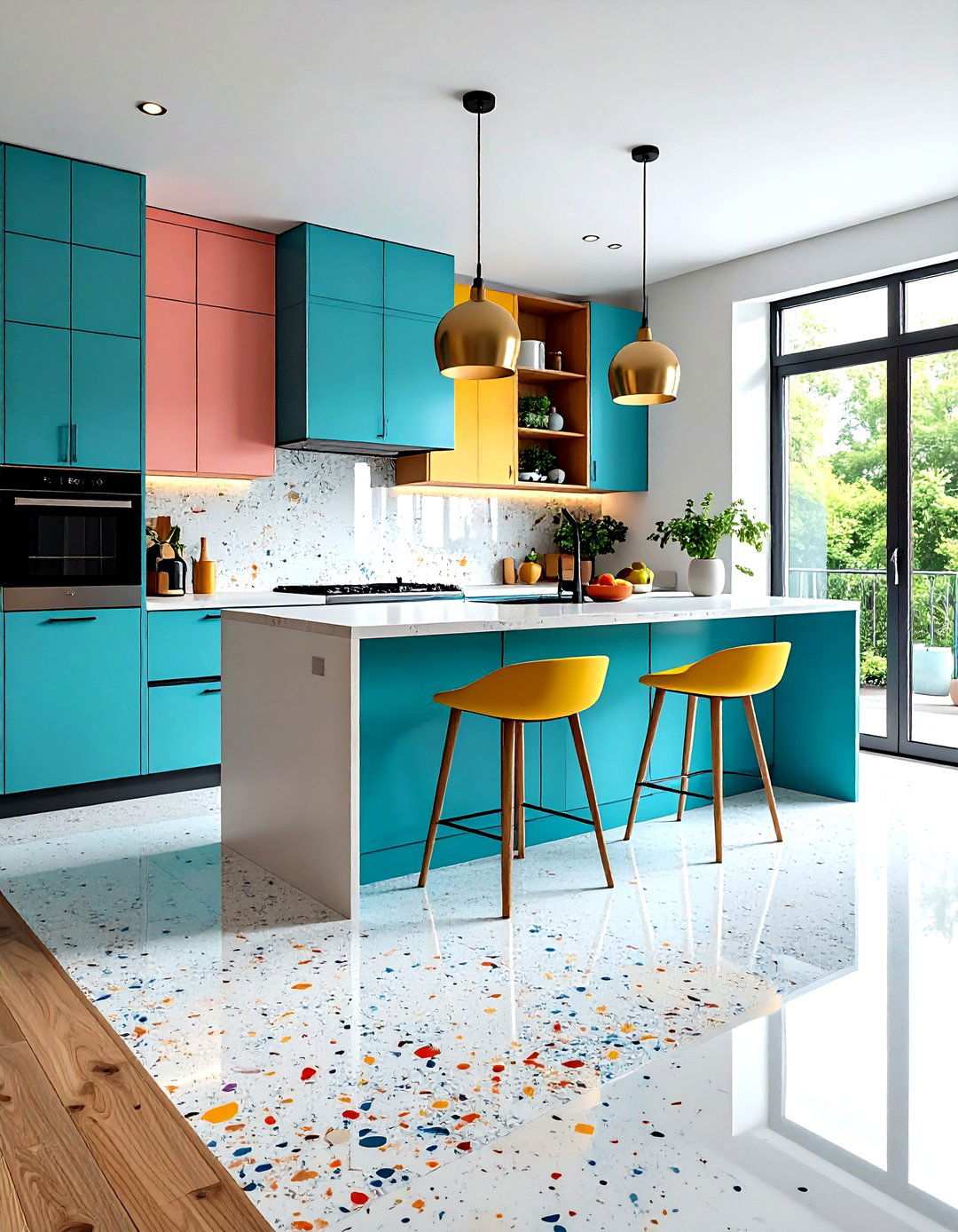 Modern Epoxy Terrazzo Kitchen Floors - 24 Terrazzo Kitchen Floor Ideas