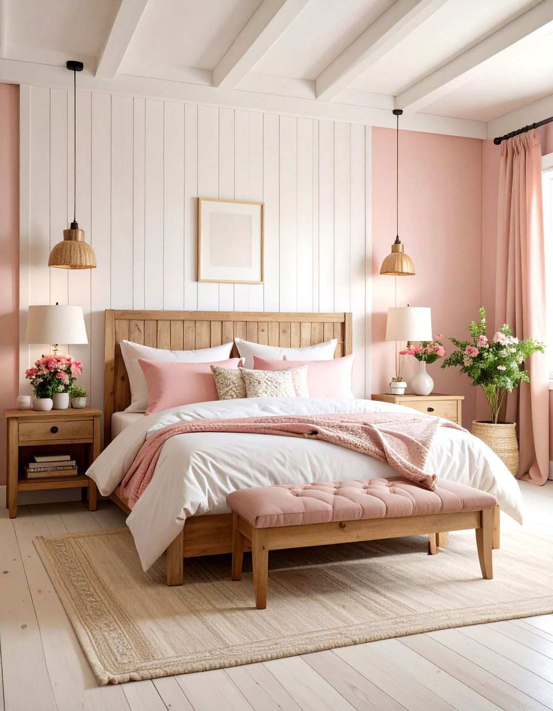 Modern Farmhouse Blush Retreat - 24 Pink and White Bedroom Ideas