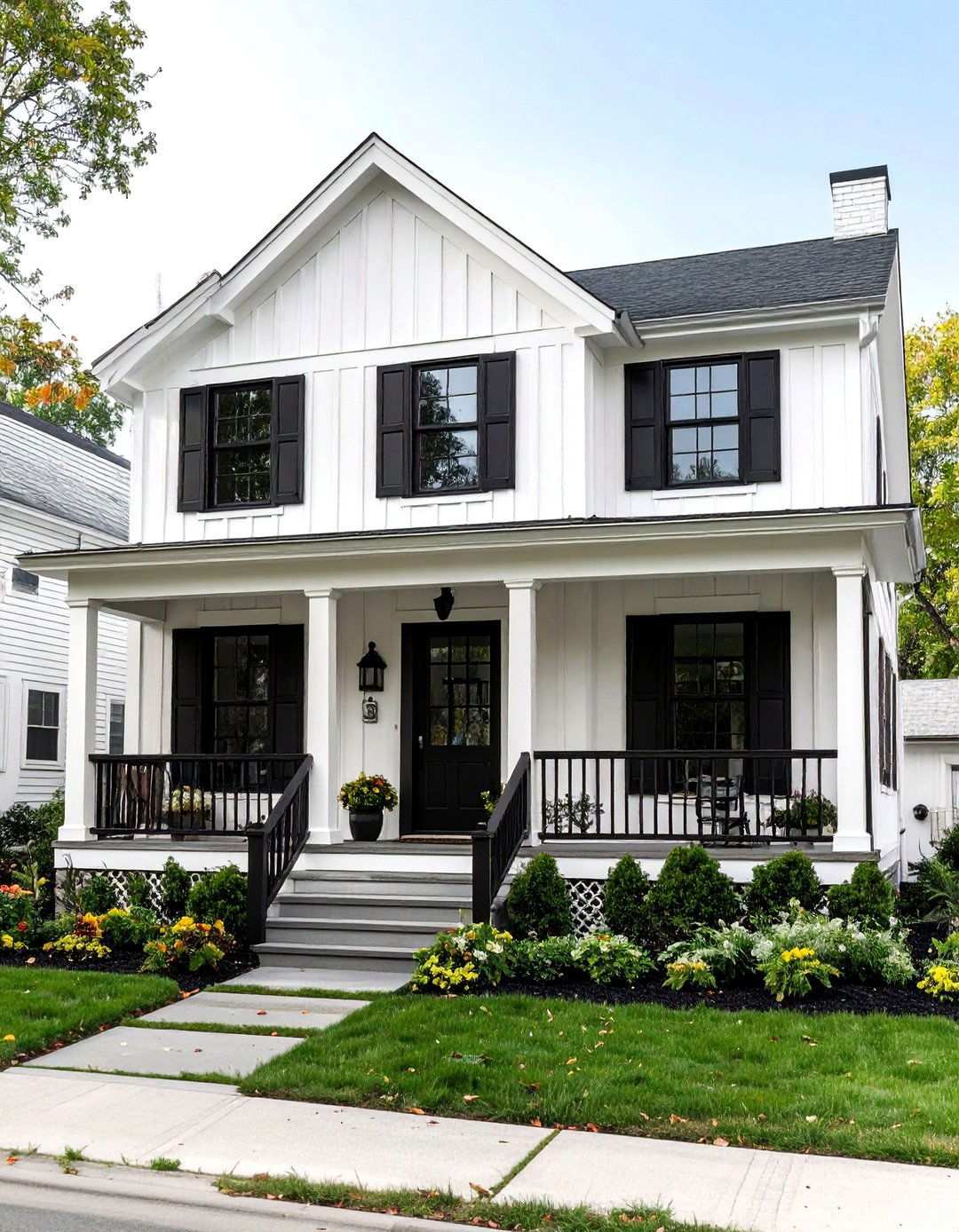 Modern Farmhouse Board and Batten Design - 24 single story white house black trim
