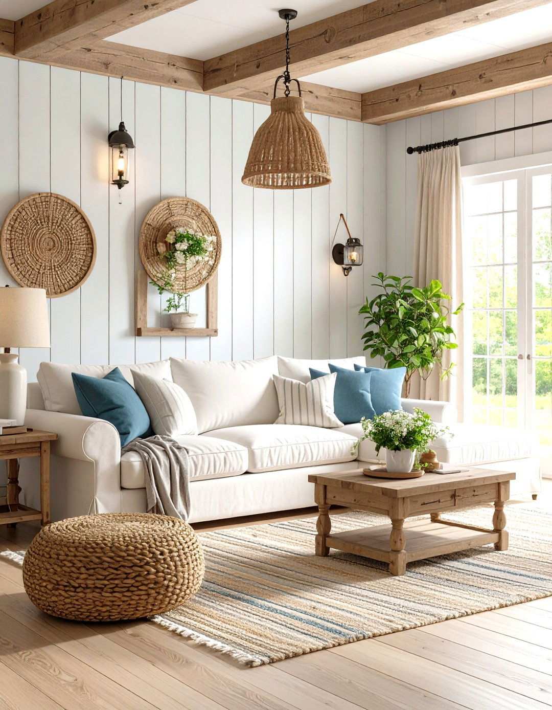 Modern Farmhouse Comfort - 24 White Couch Living Room Ideas