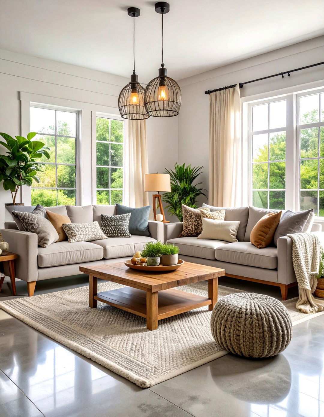 Modern Farmhouse Concrete Foundation - 24 Rustic Concrete Floor Living Room Ideas