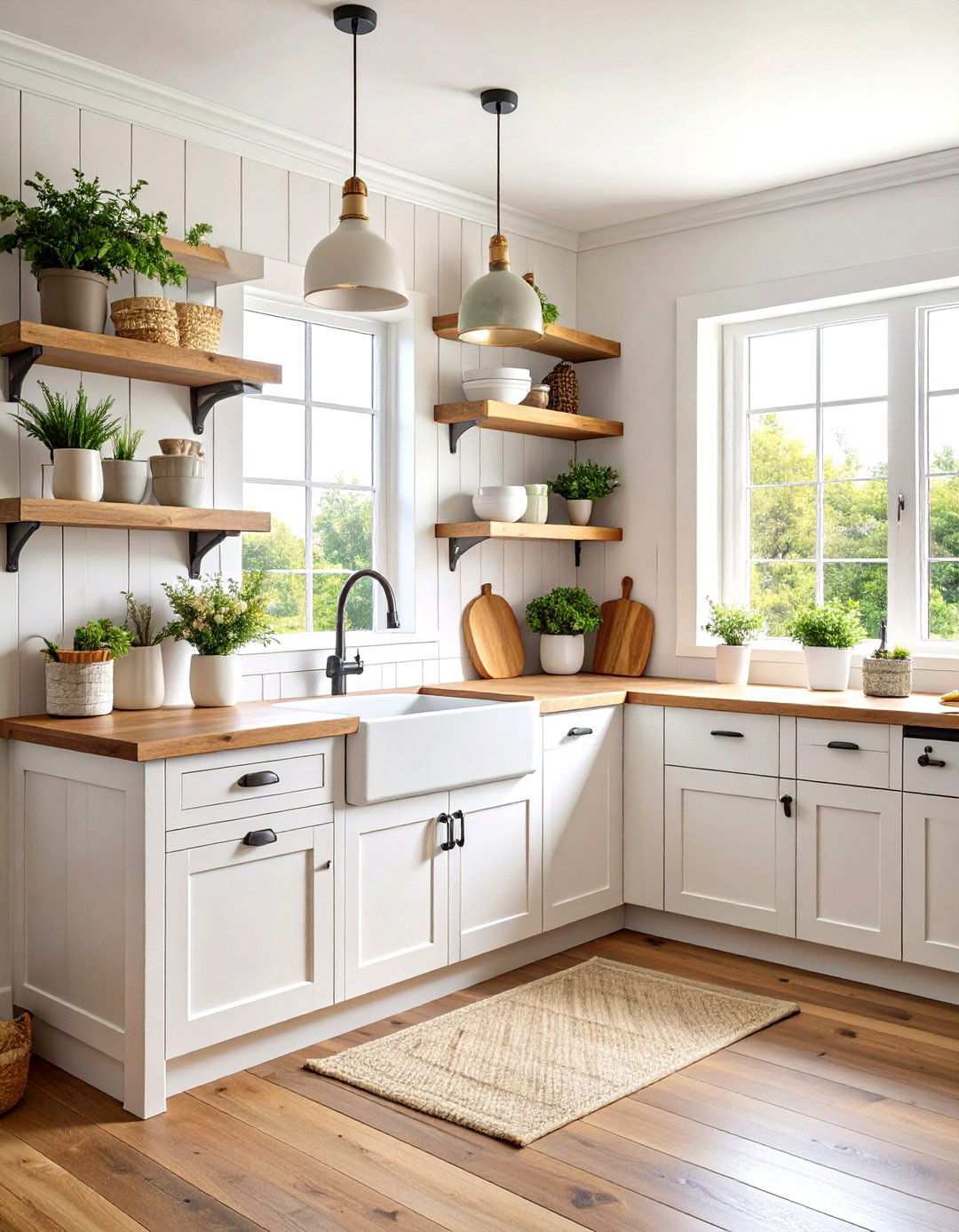 Modern Farmhouse Kitchen Style - 24 Kitchens Without Upper Cabinets