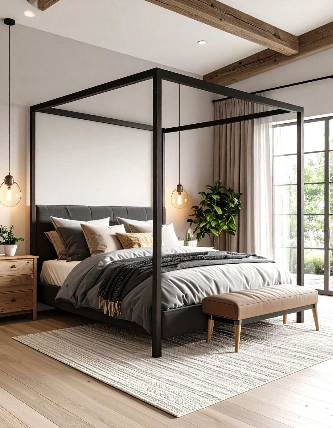 Modern Farmhouse Matte Black Details - 24 Matte Black Bedroom Ideas