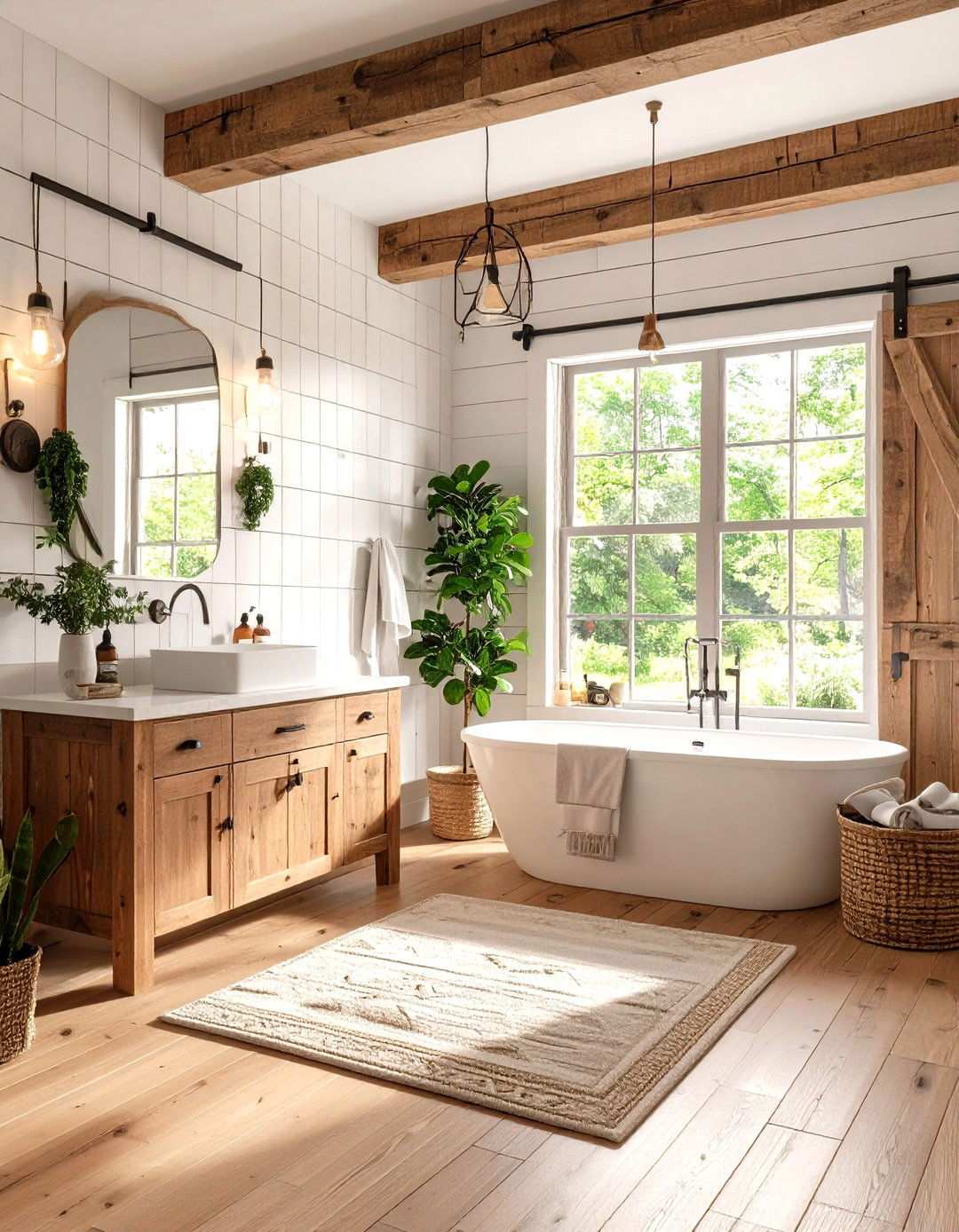 Modern Farmhouse Rustic Charm - 24 Large Bathroom Ideas