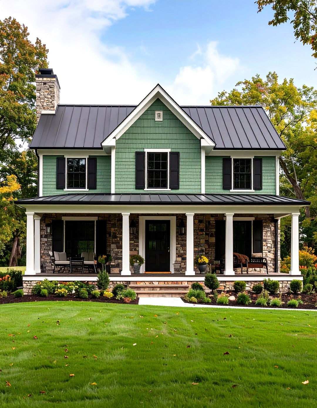 Modern Farmhouse Sage Green Sanctuary - 24 Sage Green Painted Brick House Ideas