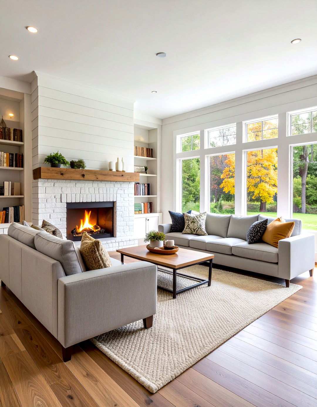 Modern Farmhouse Sectional Layout - 24 Living Room Ideas With Sectionals and Fireplace