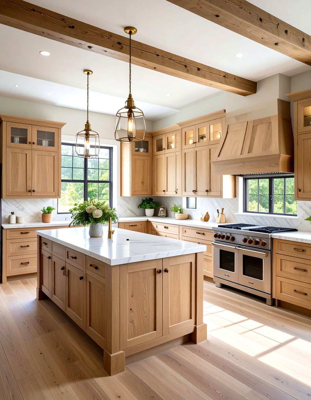 Modern Farmhouse Shaker Style Kitchen - 24 Kitchens With Light Wood Cabinets