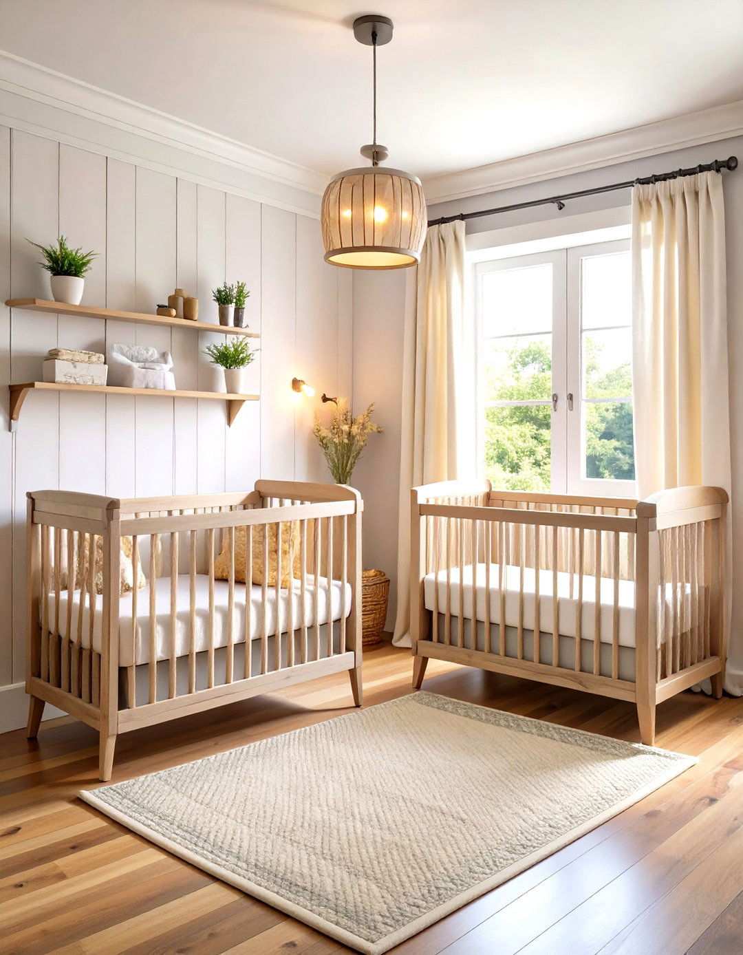 Modern Farmhouse Twin Nursery - 24 Twin Nursery Ideas