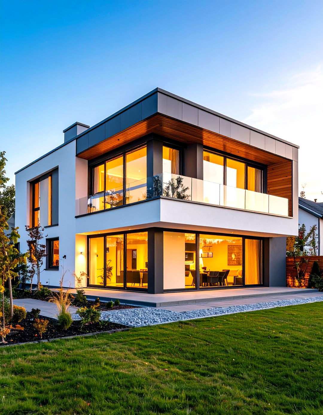 Modern Flat Roof Geometry - 24 Scandinavian House Exterior Ideas