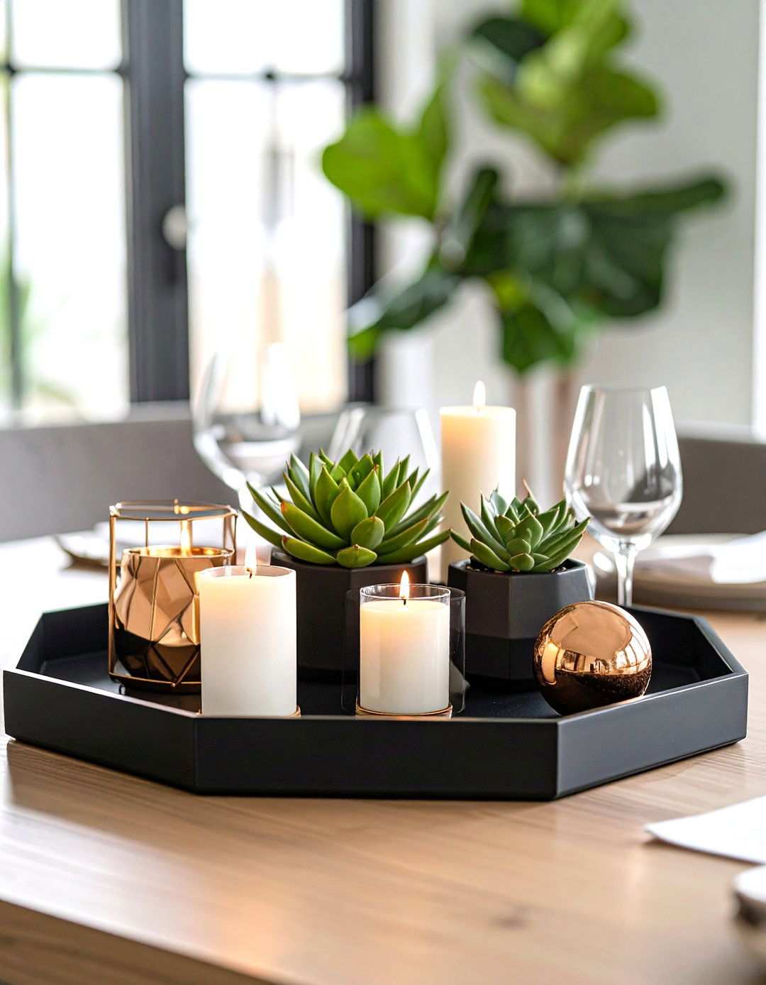 Modern Geometric Dining Room Tray - 24 Tray Decor Ideas