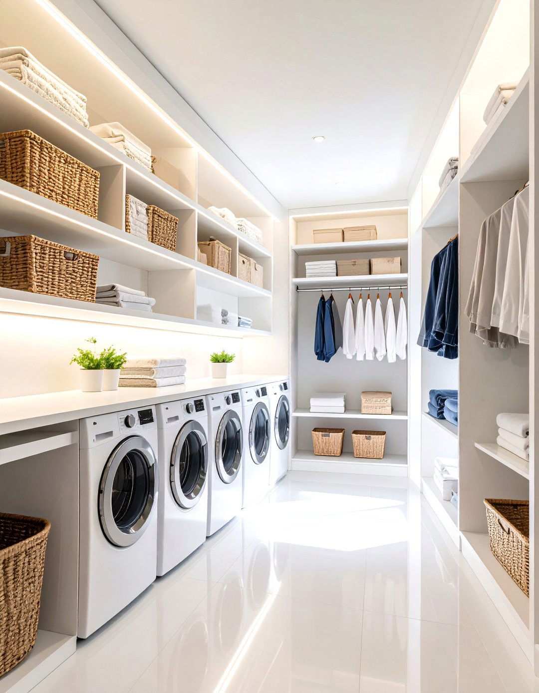 Modern Geometric Floating Shelves - 24 Laundry Closet Ideas