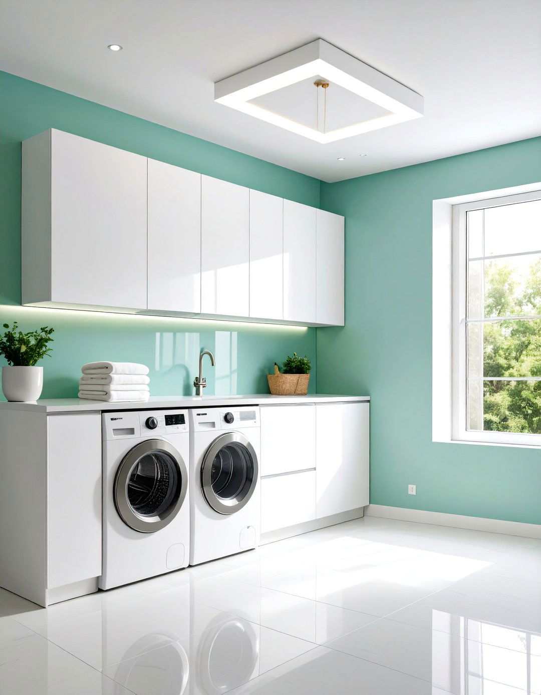 Modern Geometric Flush Mounts - 24 Laundry Room Lighting Ideas