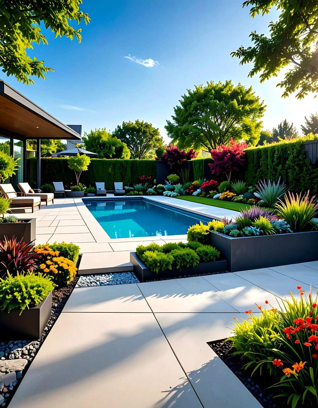 Modern Geometric Landscape Design - 24 Large Backyard Landscaping Ideas