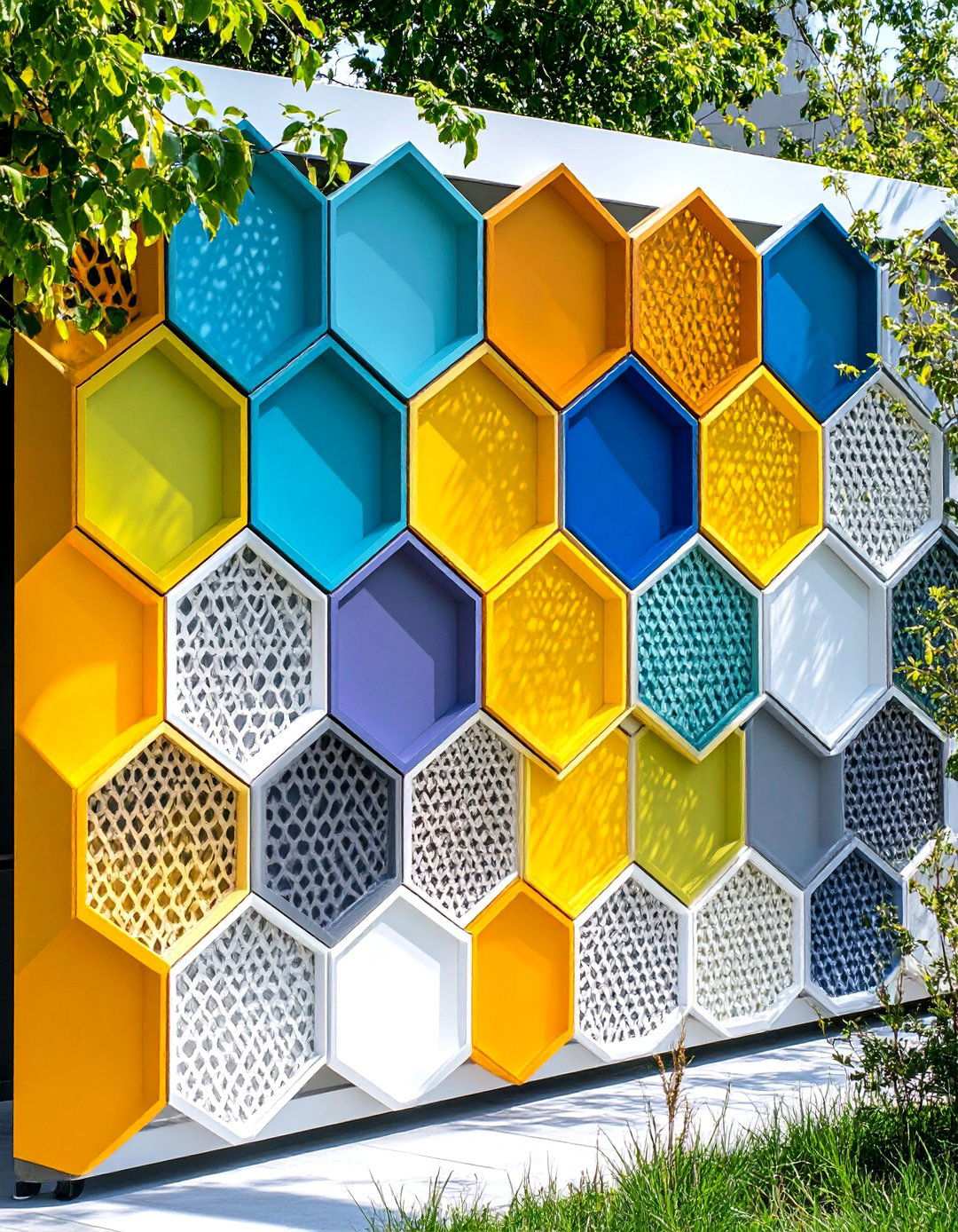 Modern Geometric Metal Screen Panels - 24 Outdoor Wall Decor Ideas