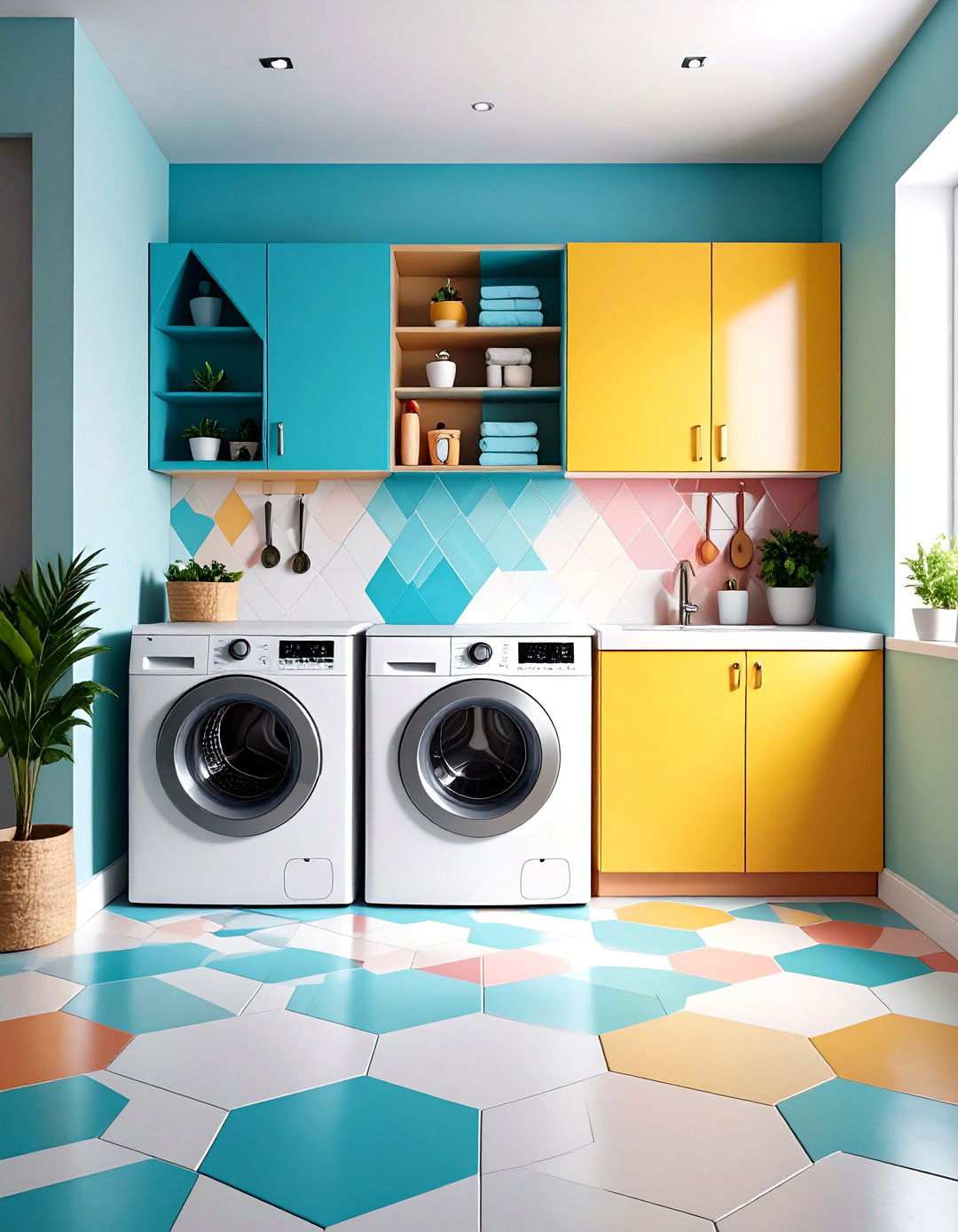 Modern Geometric Patterns - 24 Modern Laundry Room Ideas