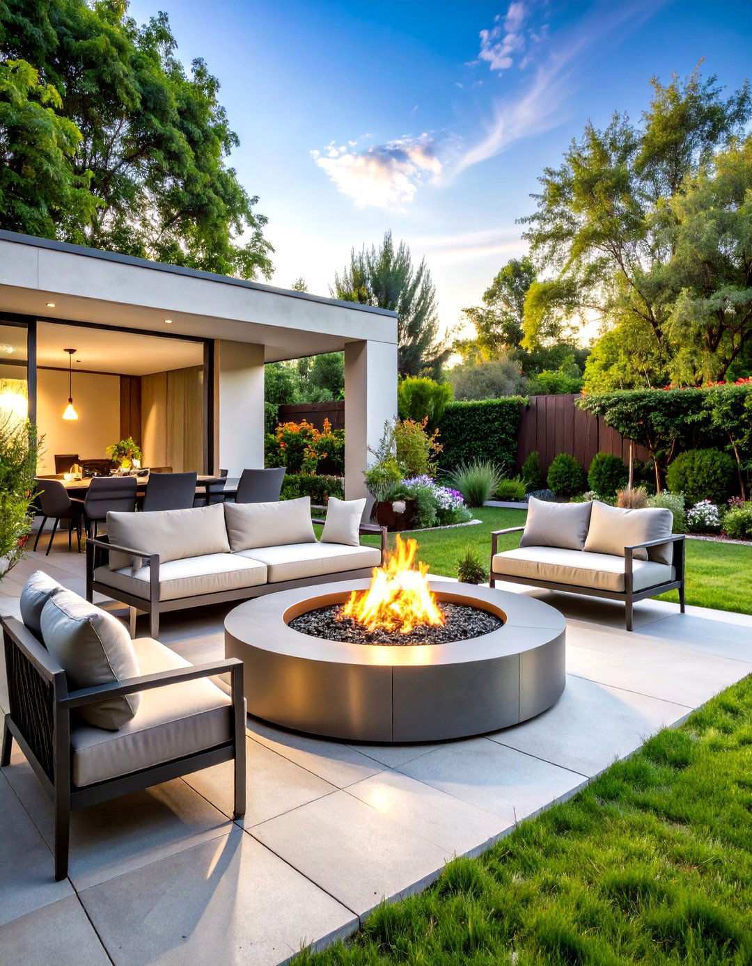 Modern Geometric Steel Ring Design - 24 Wood Burning Fire Pit Ideas
