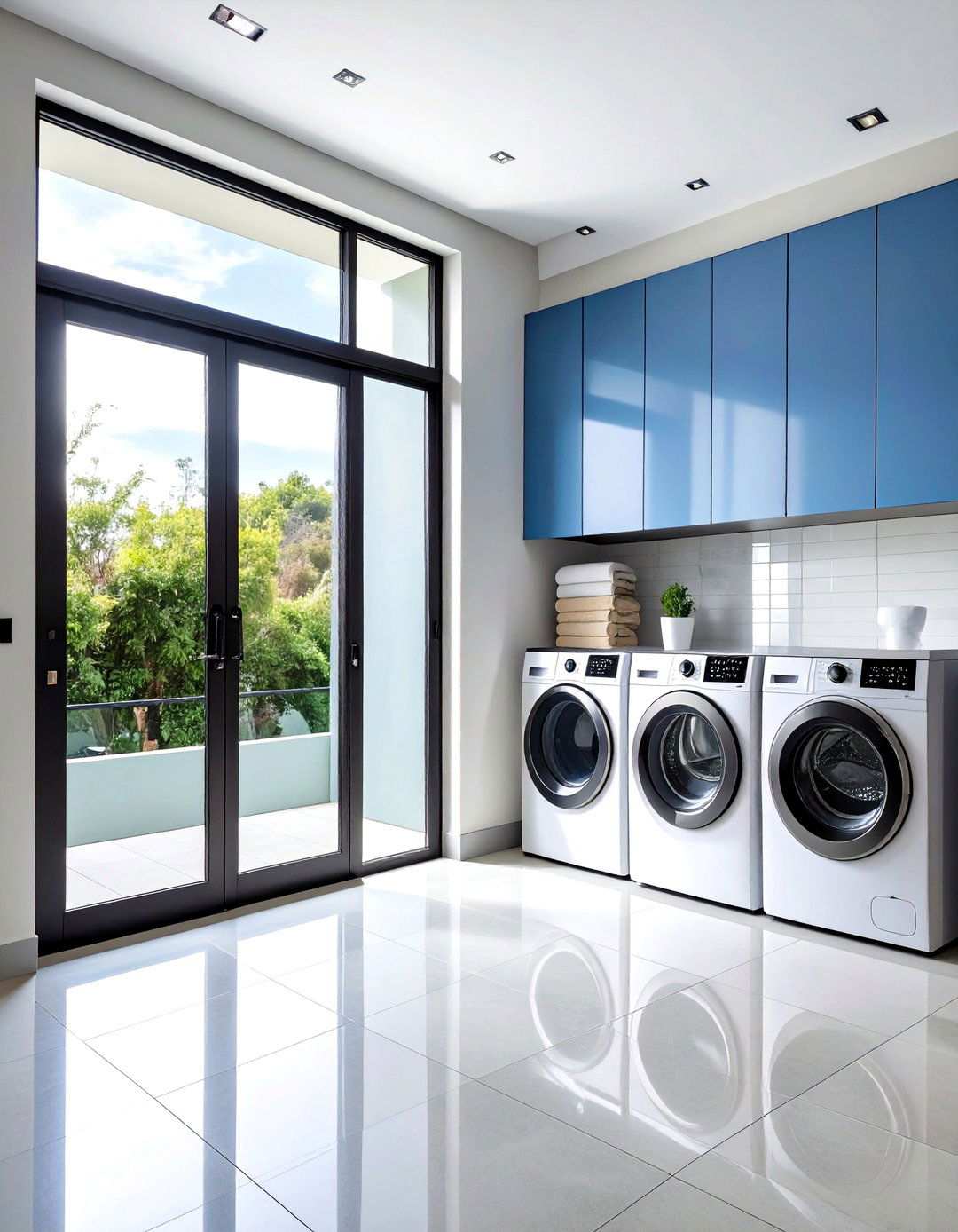 Modern Glass Panel Door with Black Frame - 24 Laundry Room Door Ideas