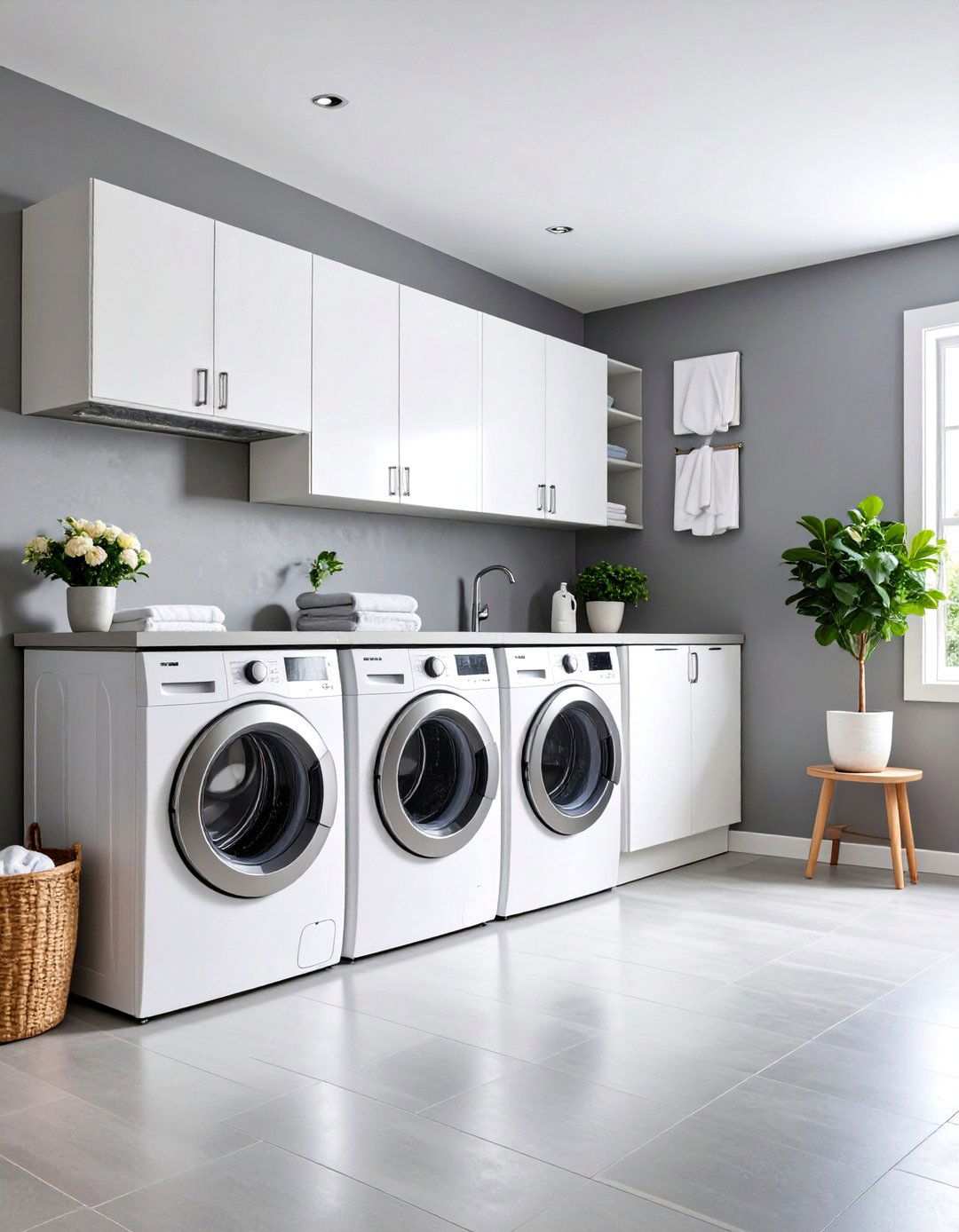 Modern Gray Balance - 24 Laundry Room Paint Ideas