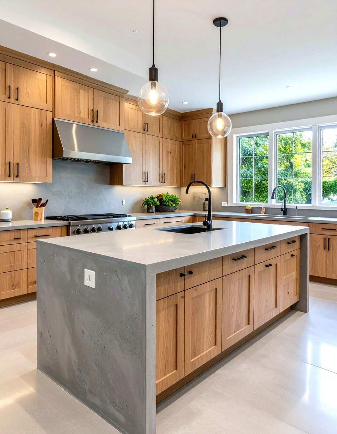 Modern Gray Concrete Finishes - 24 what color countertops go with oak cabinets