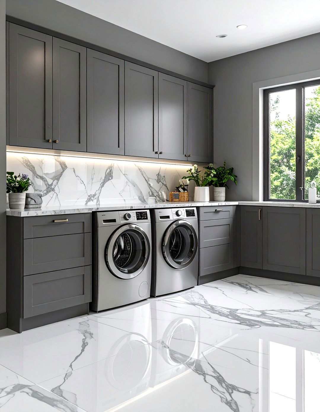 Modern Gray Monochrome - 24 Laundry Room Decor Ideas
