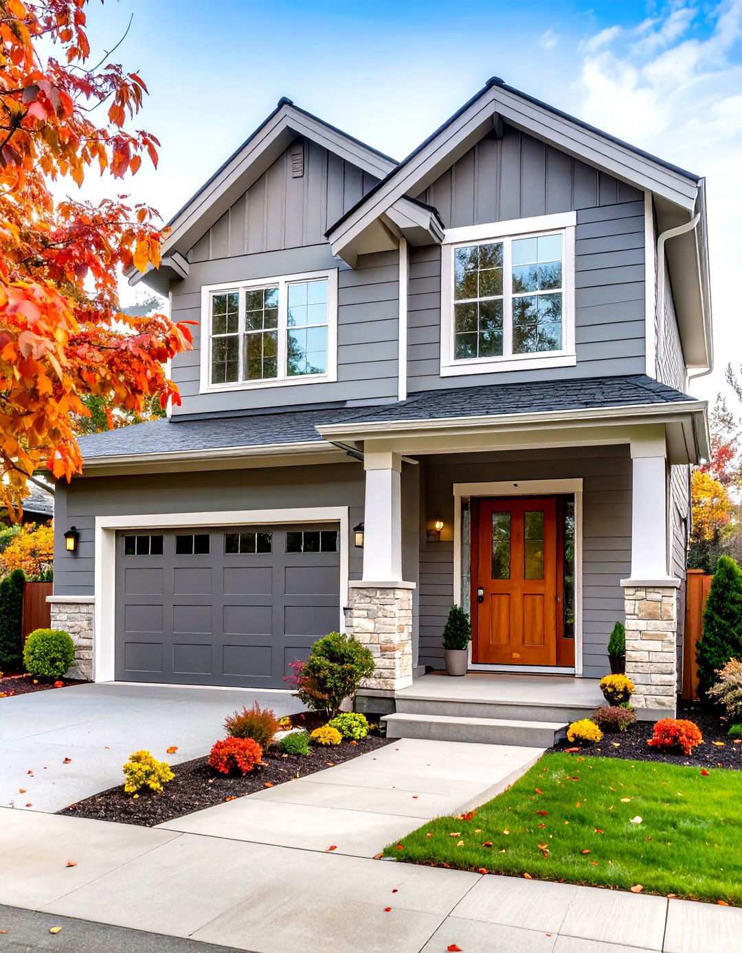 Modern Gray Vinyl with Cream Brick Accents - 24 Vinyl Siding and Brick Combinations