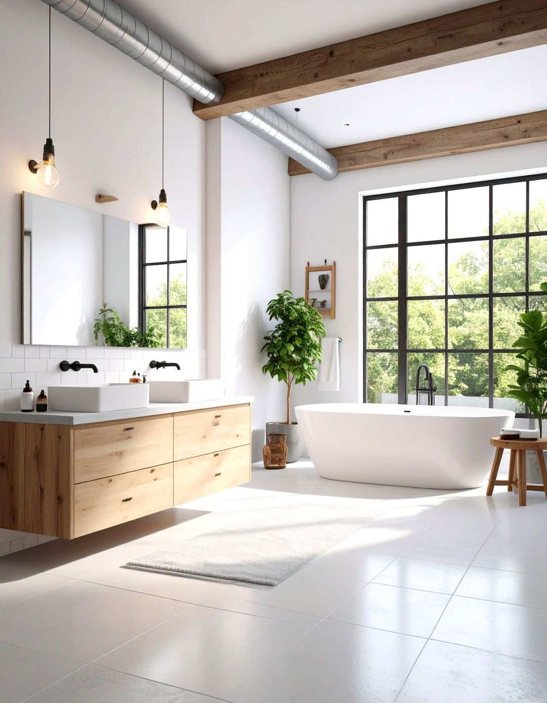 Modern Industrial Elements - 24 Small White Bathroom Ideas