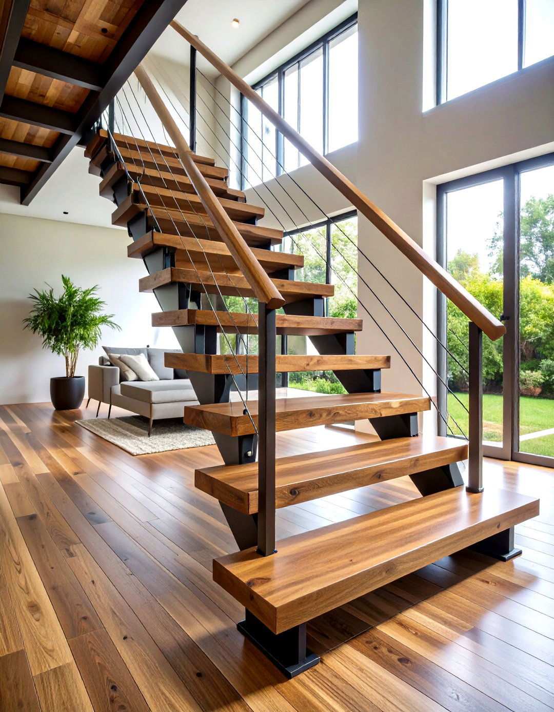 Modern Industrial Wooden Stairs - 24 Wooden Staircase Ideas
