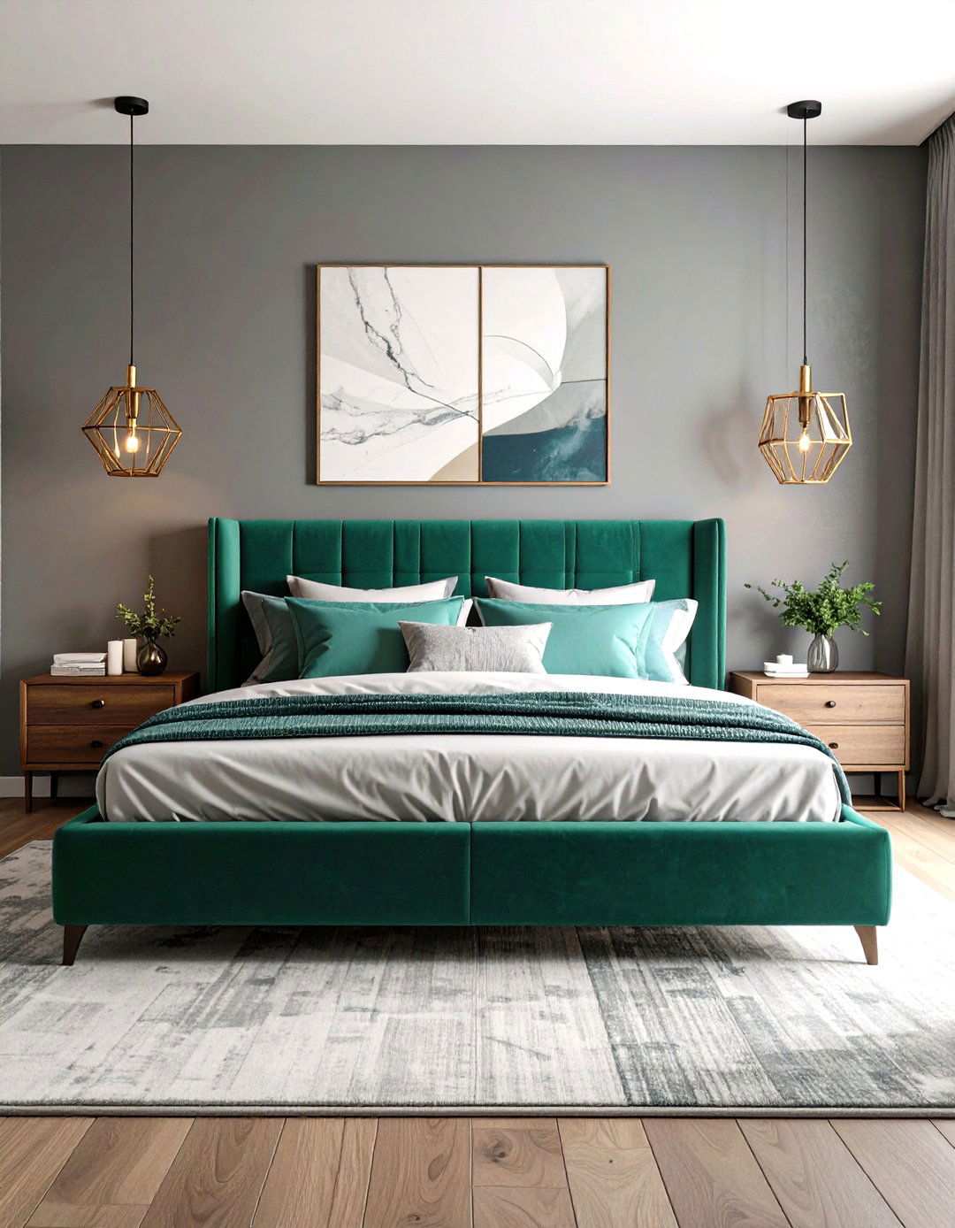 Modern Jade Green Platform Bed Design - 24 Jade Green Bedroom Ideas