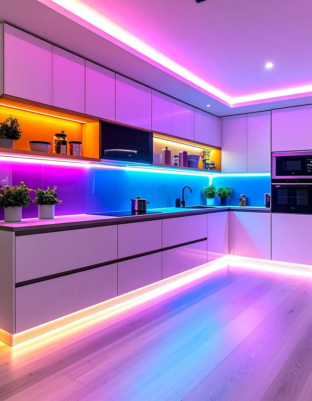 Modern LED Strip Lighting Design - 24 Kitchen Wall Decor Ideas