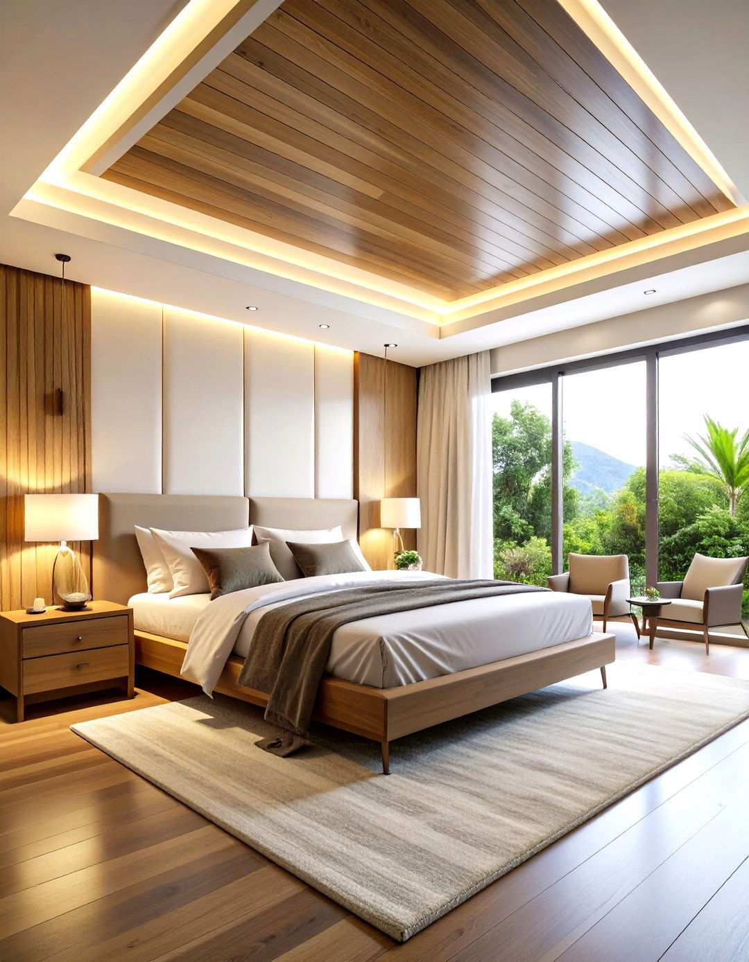 Modern LED Strip Reverse Tray Bedroom Design - 24 Reverse Tray Ceiling Ideas