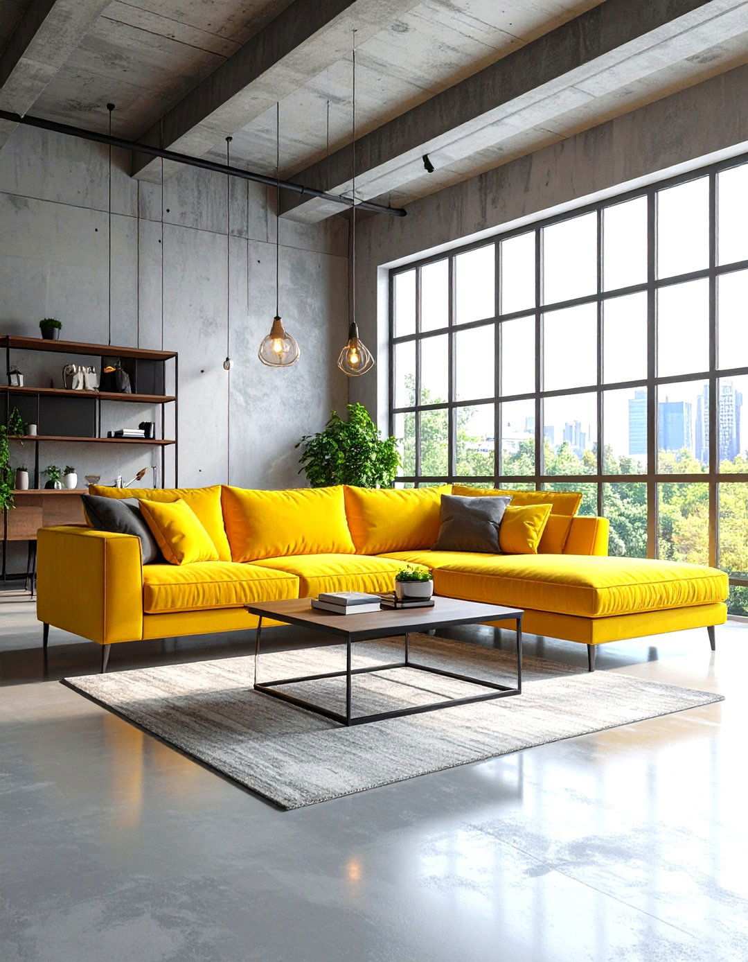 Modern Loft Yellow Sofa Industrial Design - 24 Yellow Couch Living Room Ideas