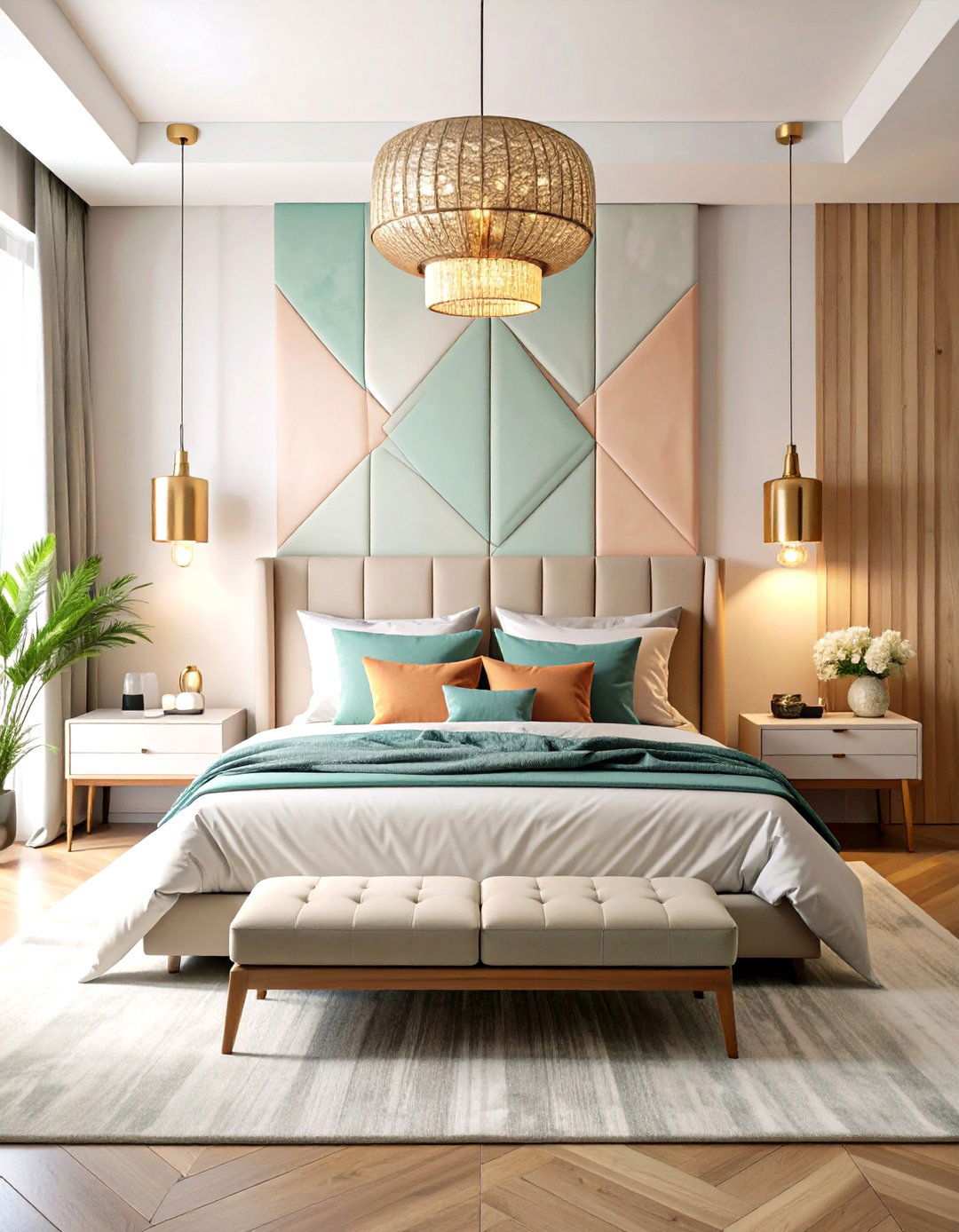 Modern Luxe with Statement Lighting - 24 Large Bedroom Design Ideas