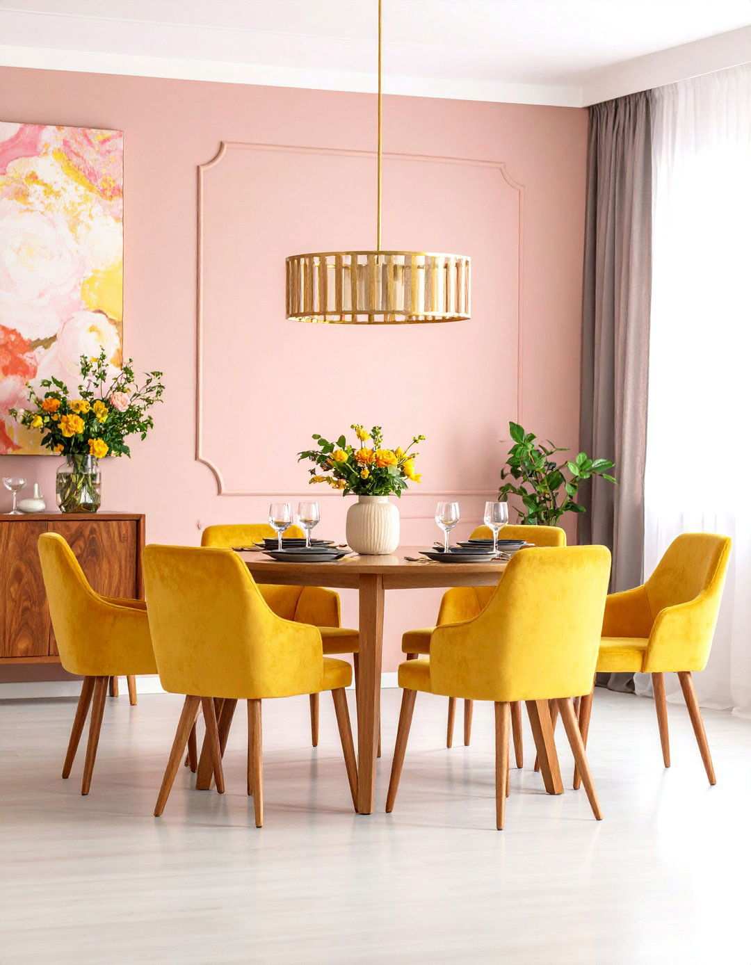 Modern Maximalist Dining Room - 24 How to Decorate With Yellow and Pink