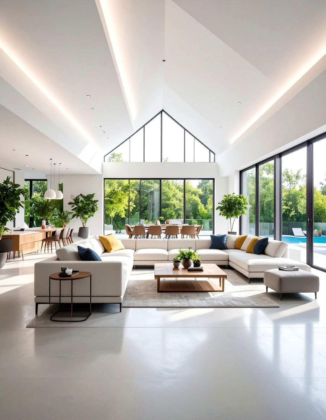 Modern Minimalist Cathedral Ceiling - 24 Open Concept Vaulted Ceiling Living Room Ideas